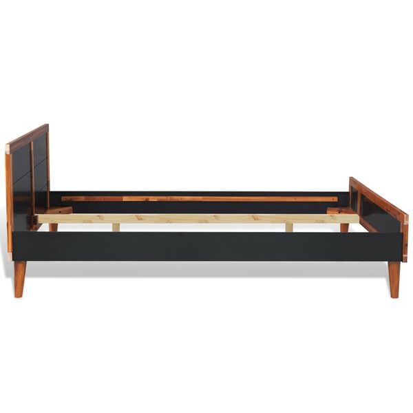 vidaXL Cadre de lit Noir Bois d'acacia massif 140x200 cm