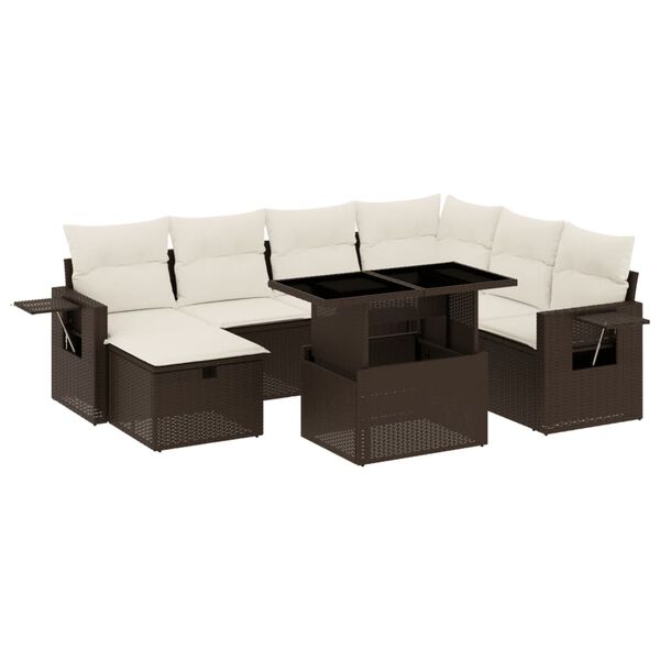 vidaXL Salon de jardin 8 pcs avec coussins marron r&eacute;sine tress&eacute;e