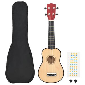 vidaXL Jeu de ukul&eacute;l&eacute; soprano avec sac pour enfants bois clair 21"