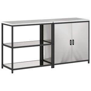 vidaXL Ensemble de rangement cuisine HATTEM 2 pc Argent&eacute;