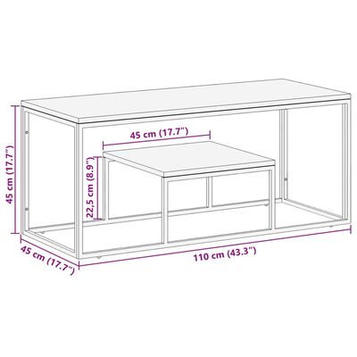 vidaXL Table basse argenté acier inoxydable/bois massif récupération