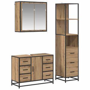 vidaXL Ensemble de mobilier de salle de bain 3 pc Ch&ecirc;ne artisanal