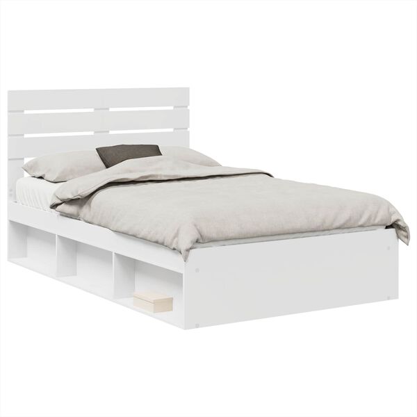 vidaXL Cadre de lit avec t&ecirc;te de lit Blanc 120 x 190 cm Pin massif
