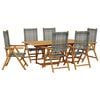 vidaXL Ensemble &agrave; manger de jardin 7 pcs gris rotin et bois massif