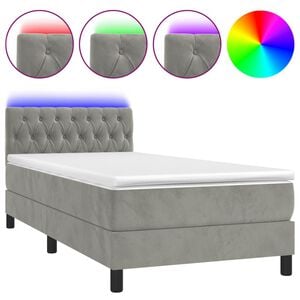 vidaXL Sommier &agrave; lattes de lit avec matelas LED Gris clair 100x200 cm
