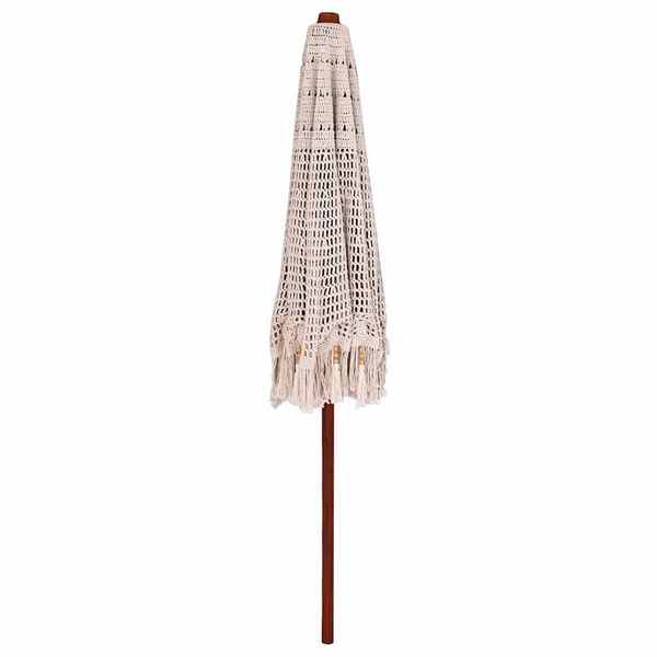 vidaXL Parasol Macram&eacute; Cr&egrave;me 252.5 x 252.5 x 260 cm