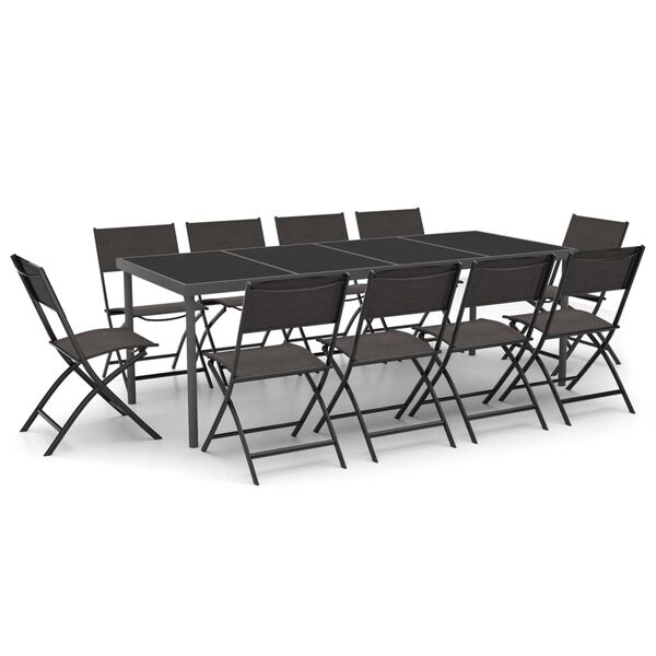 vidaXL Mobilier de salle &agrave; manger d'ext&eacute;rieur 11 pcs Acier