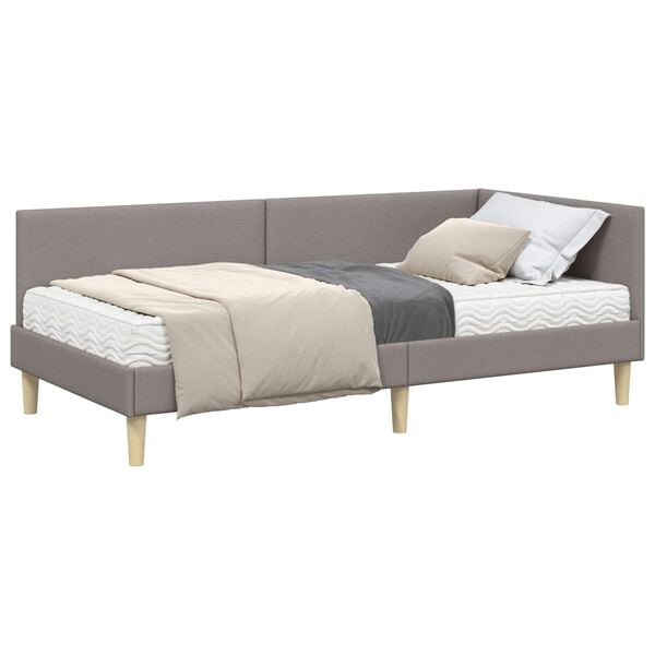 vidaXL Cadre de lit d'angle avec matelas Autre 2 pcs Taupe tissu