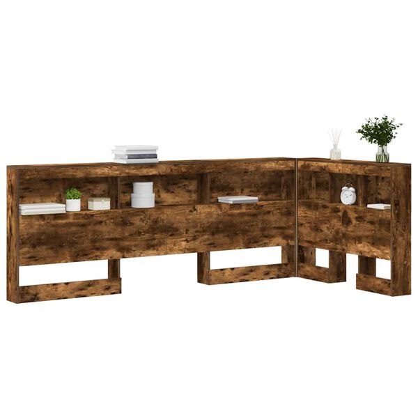 vidaXL T&ecirc;te de lit de rangement Ch&ecirc;ne fum&eacute; 90 cm Bois d'ing&eacute;nierie
