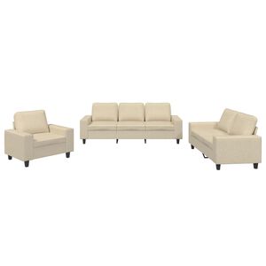 vidaXL Ensemble de canap&eacute;s 3 pcs cr&egrave;me tissu