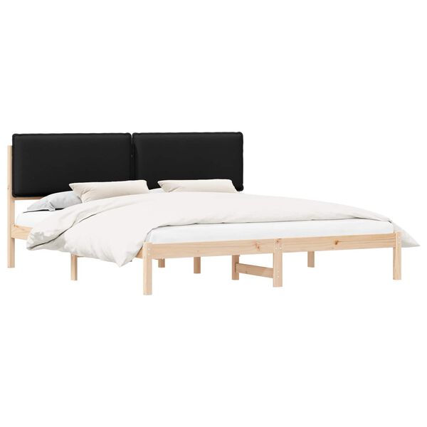 vidaXL Cadre de lit avec t&ecirc;te de lit rembourr&eacute;e Noir 200 x 200 cm