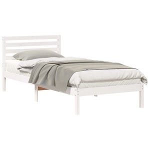 vidaXL Cadre de lit avec t&ecirc;te de lit Blanc 80 x 220 cm Pin massif