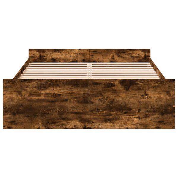 vidaXL Cadre de lit avec tiroirs sans matelas chêne fumé 140x190 cm