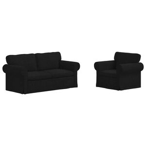 vidaXL Ensemble de Canap&eacute;s 2 pcs Noir 175 x 82 x 80 cm tissu