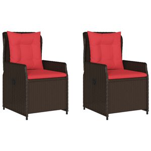 vidaXL Chaises de jardin inclinables lot de 2 marron r&eacute;sine tress&eacute;e