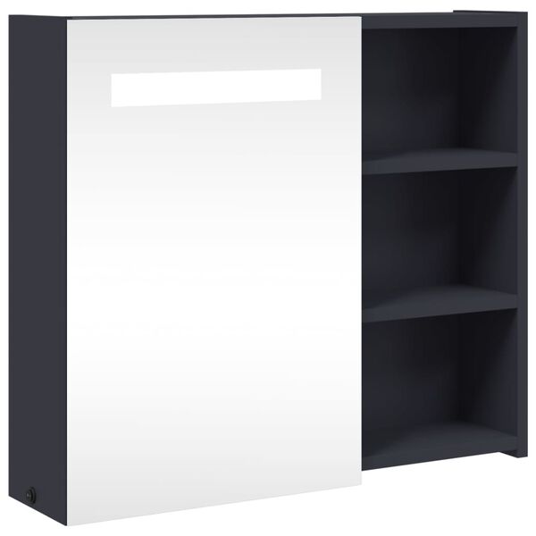 vidaXL Armoire de salle de bain &agrave; miroir avec LED gris 60x13x52 cm