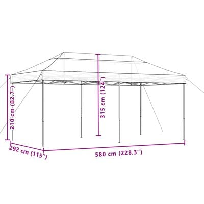 vidaXL Tente de réception pliable escamotable vert 580x292x315 cm