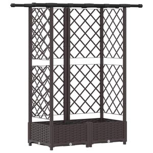 vidaXL Lit &Eacute;lev&eacute; avec Treillis et Toit Marron 124 x 40 x 121 cm PP