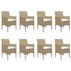 vidaXL Ensemble &agrave; manger de jardin 9 pcs Beige