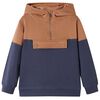 Sweat &agrave; capuche enfants demi-fermeture &eacute;clair anthracite et cognac 104