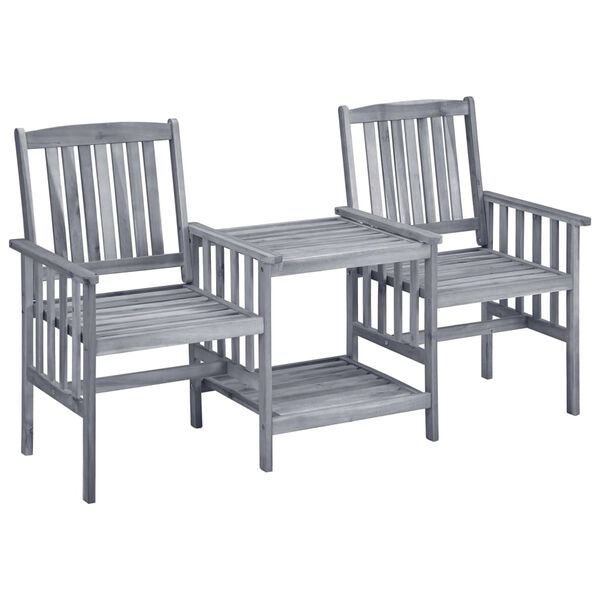 vidaXL Chaises de jardin avec table &agrave; th&eacute; et coussins Acacia solide