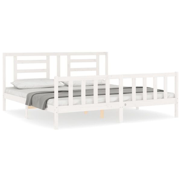vidaXL Cadre de lit sans matelas blanc bois massif de pin