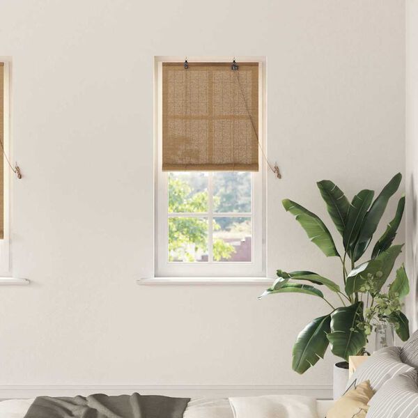 vidaXL Store enrouleur avec des rideaux Marron 60 x 220 cm Bambou