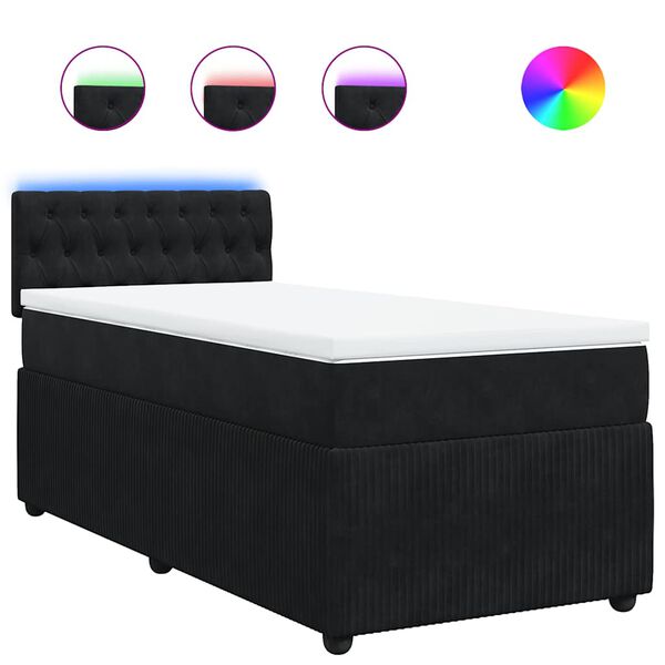 vidaXL Sommier &agrave; lattes de lit et matelas Noir 80x200 cm Velours