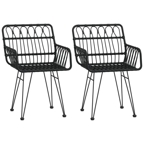 vidaXL Ensemble à manger de jardin 3 pcs Noir Résine tressée
