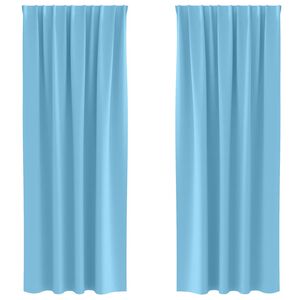 vidaXL Rideaux occultants avec anneaux 2 pc Bleu clair 225 x 140 cm