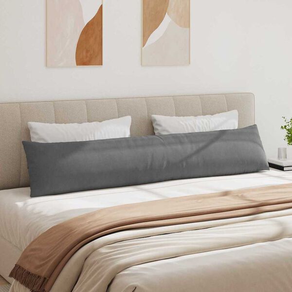 vidaXL Coussins de canap&eacute; 2 pcs Gris fonc&eacute; 200 x 40 cm tissu