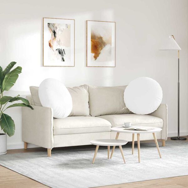 vidaXL Coussins de si&egrave;ge 2 pcs Blanc &Oslash;60 x 21 cm tissu