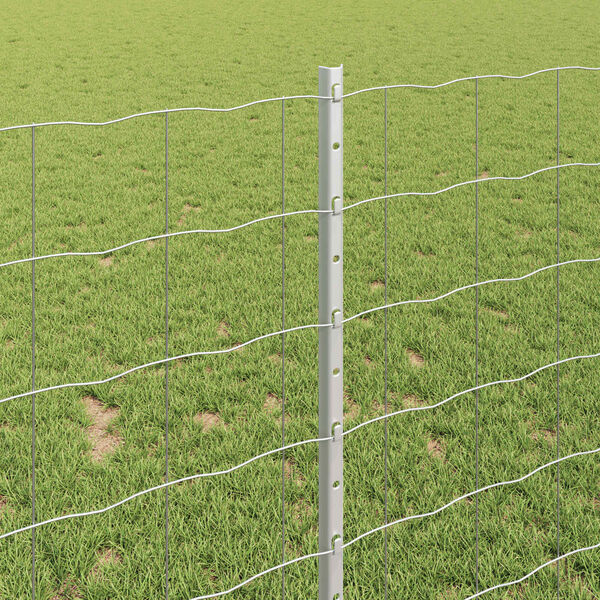 vidaXL Cl&ocirc;ture avec poteau Argent&eacute; 1 x 25 m Acier