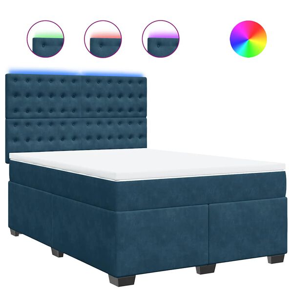 vidaXL Sommier &agrave; lattes de lit et matelas bleu 140x190 cm velours