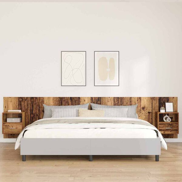 vidaXL T&ecirc;te de lit avec armoire 3 pcs Bois Ancien Bois d'ing&eacute;nierie