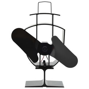 vidaXL Ventilateur de po&ecirc;le aliment&eacute; par chaleur 2 pales Noir