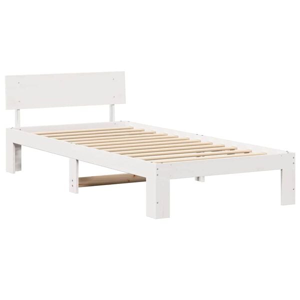 vidaXL Cadre de lit avec t&ecirc;te de lit Blanc 75 x 190 cm Pin massif
