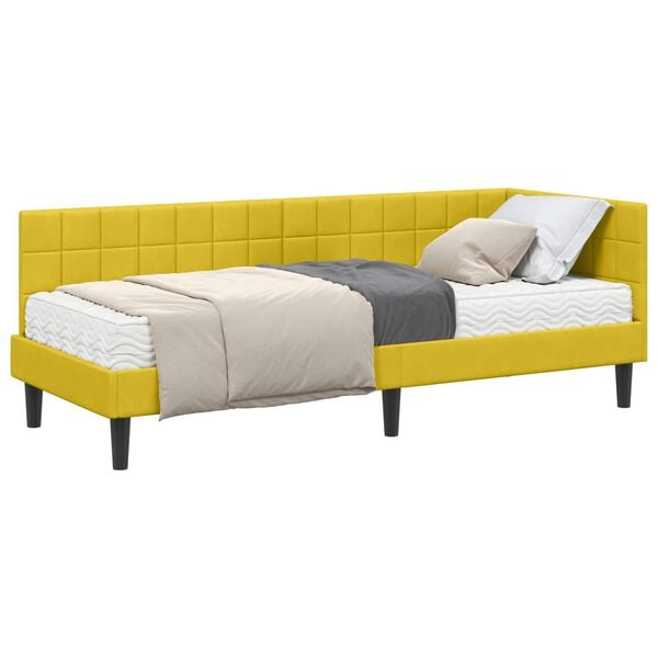 vidaXL Cadre de lit d'angle avec matelas 2 pcs Jaune Velours