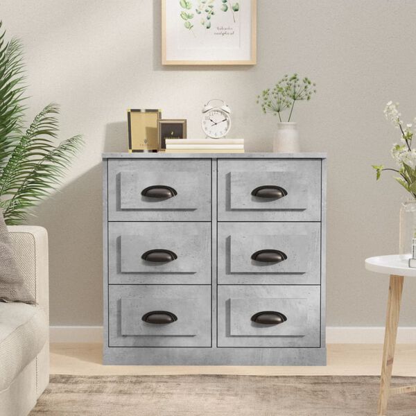 vidaXL Buffet gris b&eacute;ton 70x35,5x67,5 cm bois d'ing&eacute;nierie