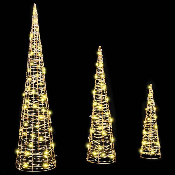 vidaXL Sapin de Noël avec 90 LED 3 pcs Blanc chaud 20 x 20 x 80 cm PET