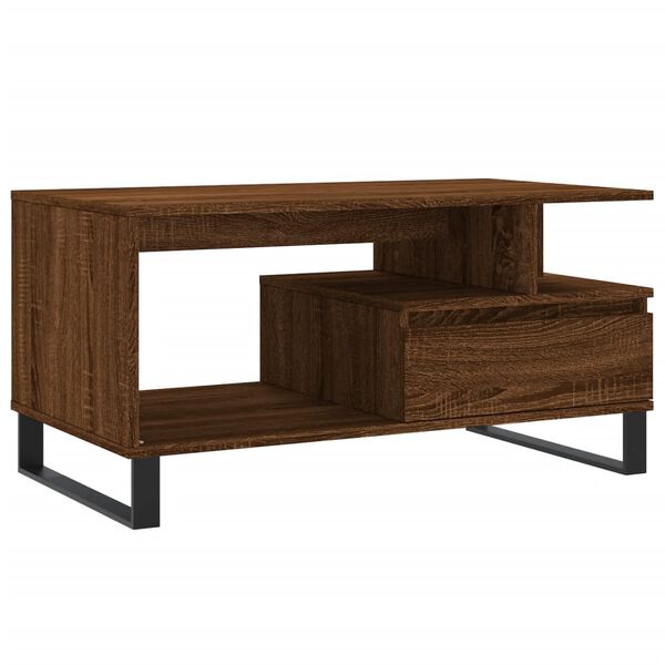 vidaXL Table basse Ch&ecirc;ne marron 90x49x45 cm Bois d'ing&eacute;nierie