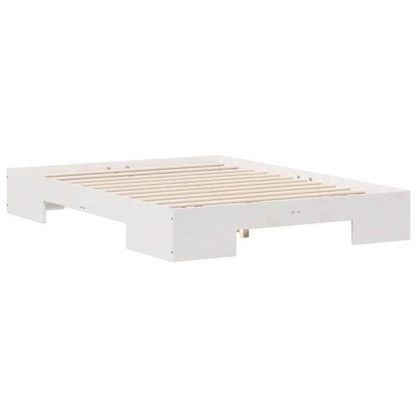 vidaXL Cadre de lit sur&eacute;lev&eacute; Blanc 120 x 200 cm Bois massif en pin