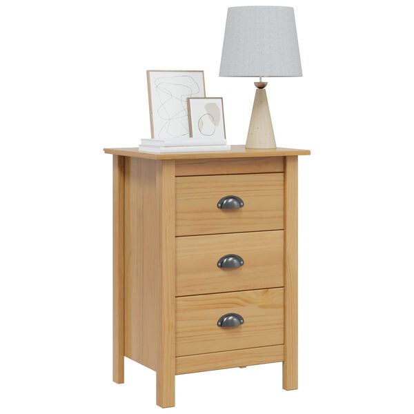 vidaXL Cabinet de chevet avec tiroir Hill Marron miel 46 x 35 x 65 cm