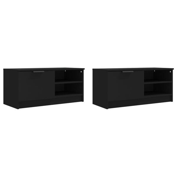 vidaXL Meubles TV 2 pcs Noir 80x35x36,5 cm Bois d'ing&eacute;nierie