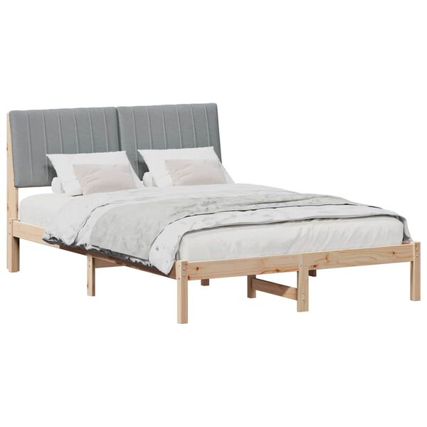 vidaXL Cadre de lit Gris clair 140 x 190 cm Pin massif