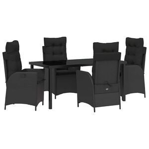 vidaXL Ensemble de salle &agrave; manger pour jardin 5 pcs Noir polyrotin