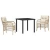vidaXL Ensemble de salle &agrave; manger pour jardin 3 pc Beige polyrotin