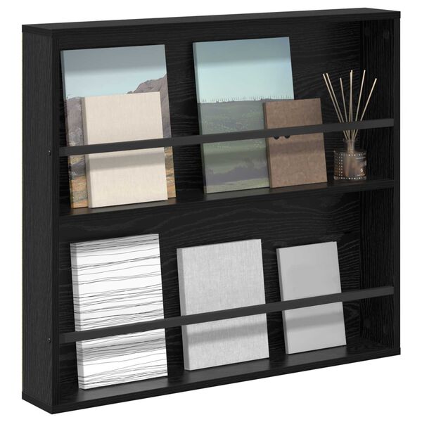 vidaXL &Eacute;tag&egrave;re &agrave; magazines avec &eacute;tag&egrave;re Ch&ecirc;ne noir 80 x 12 x 70 cm