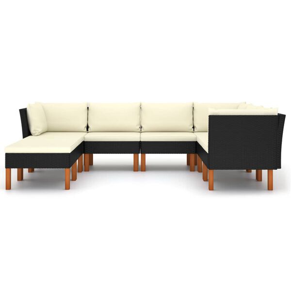 vidaXL Salon de jardin 8 pcs avec coussins R&eacute;sine tress&eacute;e Noir