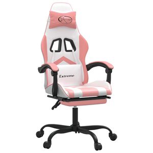 vidaXL Chaise de jeu pivotante et repose-pied Blanc et rose Similicuir